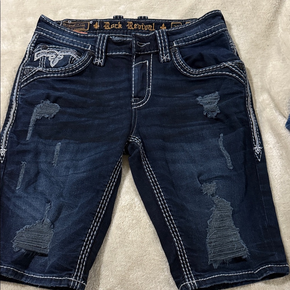 Rock Revival Men's Dark Blue Jean Shorts